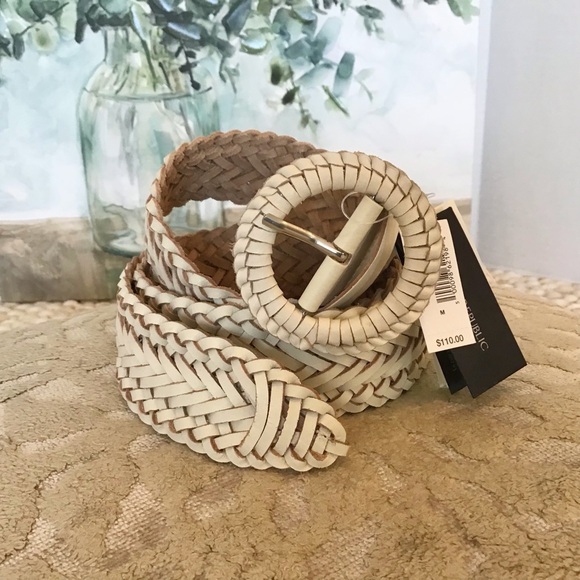 Banana Republic Accessories - Banana Republic Braided Leather Belt Ivory Maple/Natural Size M, NWT